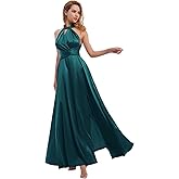 Women Satin Transformer Infinity Dress with Bandeau Convertible Bridesmaid Dress Split Long Formal Twist Wrap Multi-Way Dress