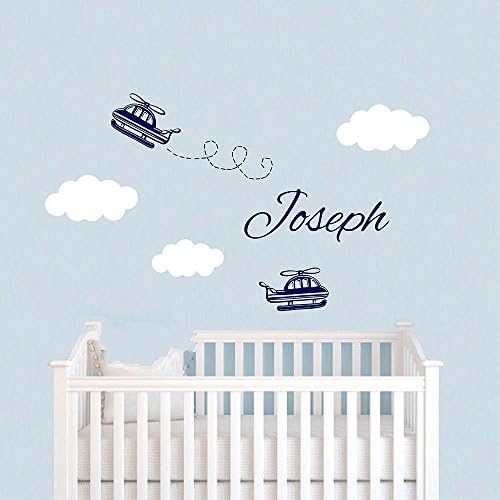 Baby Nursery Airplane Wall Sticker DIY Custom Name Wall Decal Children Name Kids Rooms Airplane Clouds Wallpaper-you choose name