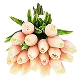 WAQIA 30 pcs Real-Touch Artificial Tulip Flowers