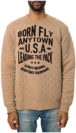 Born Fly Mens The Bambi Crewneck Sweatshirt khaki L