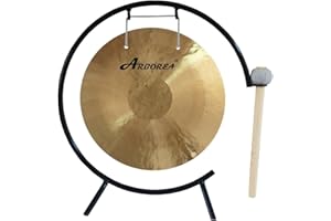 Arborea 10" Mini Gong for Desk with Mallet and Stand Shimmering Wash Authentic Chinese Gong Bell For Home Office Tabletop Dec