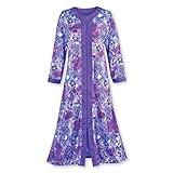 Women's Zip Front Floral Long Robe with Paisley