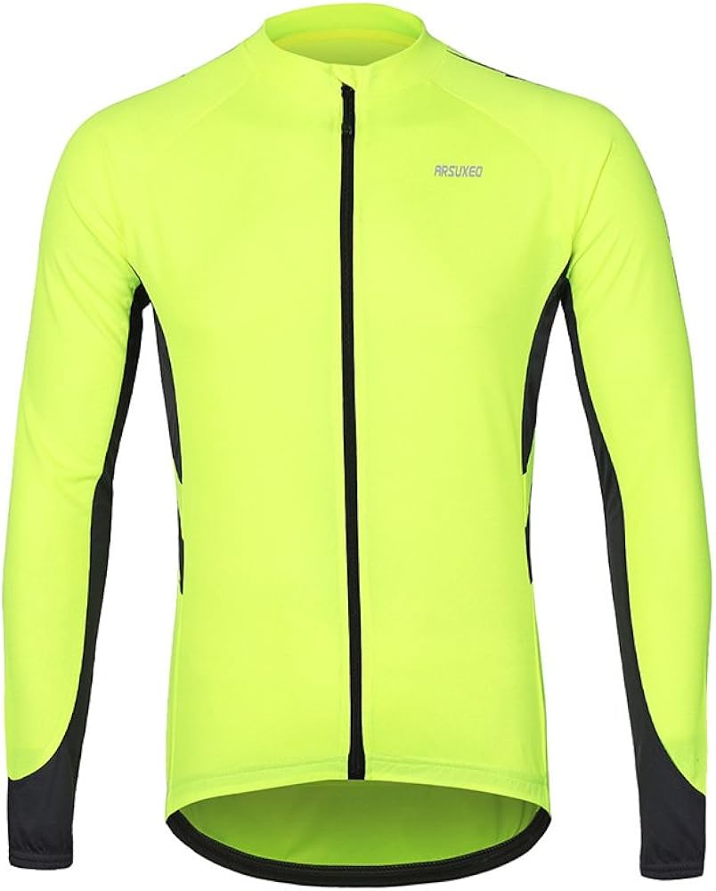 ARSUXEO Men's Full Zipper Long Sleeves Cycling Jersey Bicycle MTB Bike Shirt 6030 : Clothing
