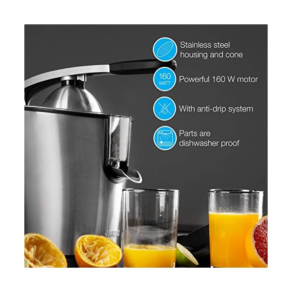 Princess Electric Citrus Juicer Master – Professional Orange Juicer – Stainless Steel – Cast Aluminium Lever Arm…