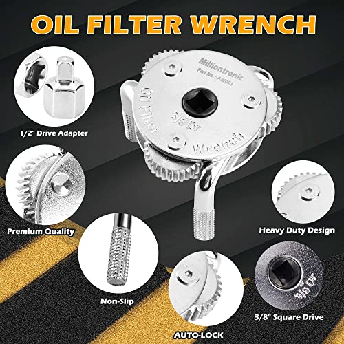 Milliontronic Oil Filter Wrench Oil Filter Removal Tool Universal
