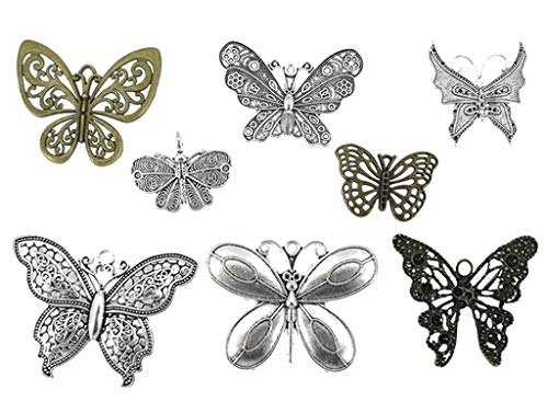 Kinteshun Assorted Butterfly Charm Pendant Connector for DIY Jewelry Making Findings(21pcs,Big Size) - Thumbnail 3