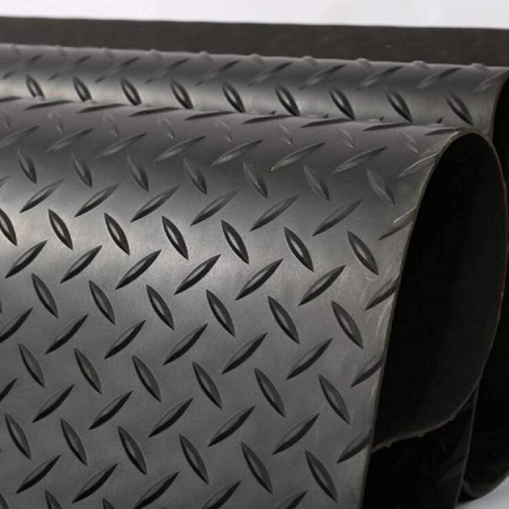 tonchean Garage Floor Mat, 3.3 x 16.5FT Heavy Duty Rubber Diamond Garage Mats Anti Slip Garage Floor Runner, Water & Stain Resistant Rubber Industrial Flooring Rolls for Under Car, Black