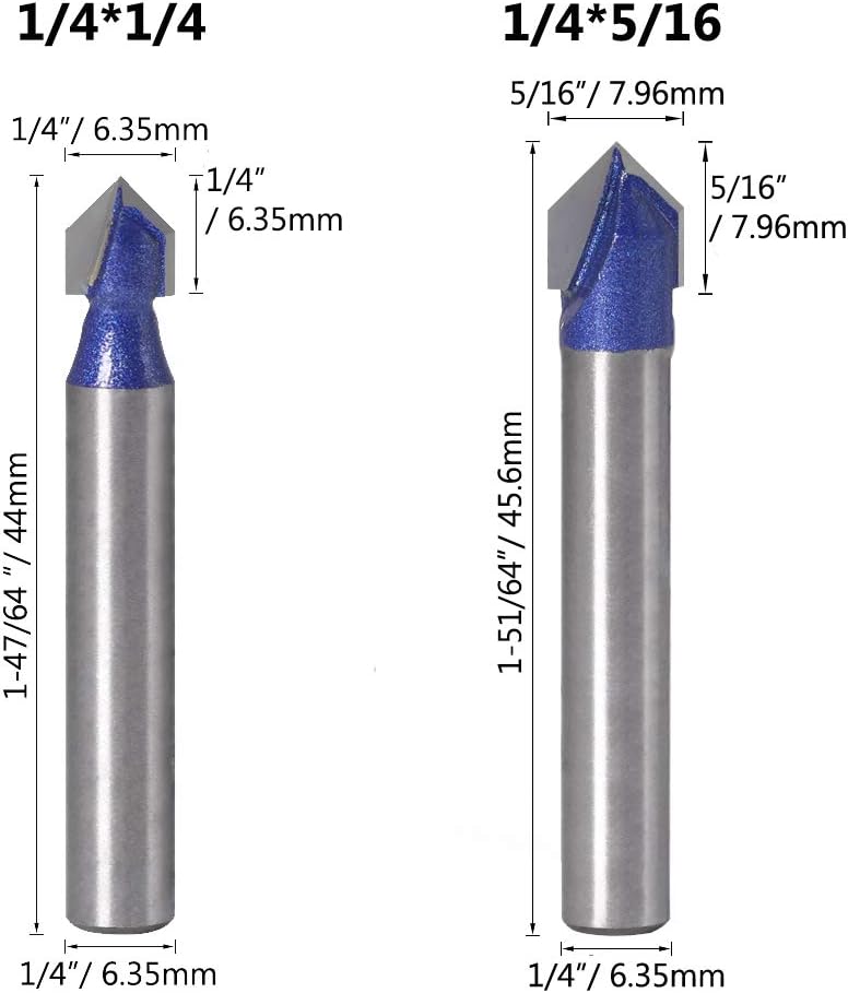 Gasea 4pcs 1/4 Inch Shank 90 Degree V Groove Router Bit Set CNC Engraving V Grooving Woodworking Milling Cutter Tool 1/4" 5/16" 3/8" 1/2" - Image 3