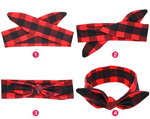 ZOONAI Parent Baby Girl Turban Headband Newborn Head Wrap Knotted Rabbit Headwear (Red Polkadot) - Thumbnail 2