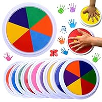 SunBabyGood Craft Large Ink Pad Stamps Partner DIY Color,6 Colors Rainbow Finger Ink pad for for Stamps, Paper, Wood Fabric, Kid