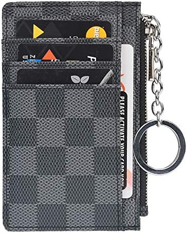 Bagpipe Slim Leather Front Pocket Designer Wallets RFID Blocking Card Holder for Men Women with Keychain