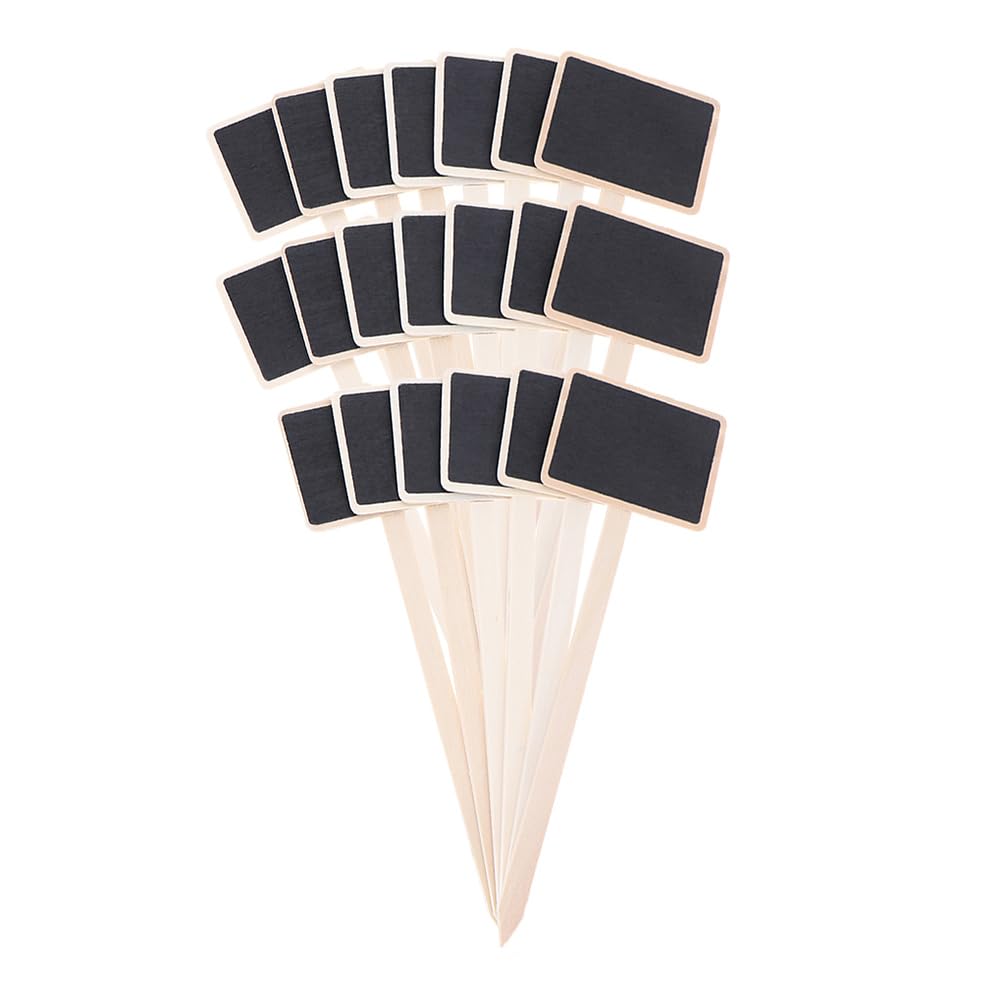 NUOBESTY 20pcs Mini Chalkboard Signs Rustic Wooden Blackboard Picks Stick Plant Tags Labels with Stakes for Garden Wedding Party DIY Craft Decor