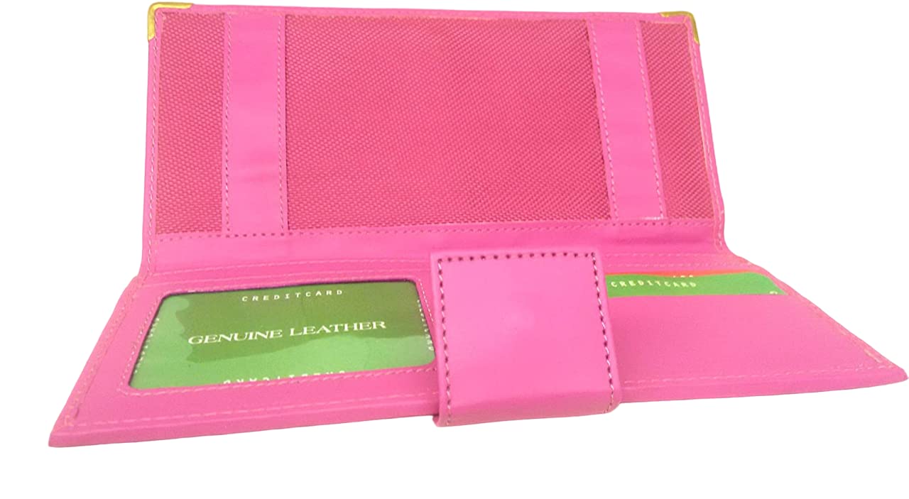AKSHIDE Looped Leather Cheque Book Holder - Pink