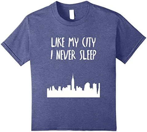 Kids Like My City I Never Sleep NYC T-Shirt 12 Heather Blue