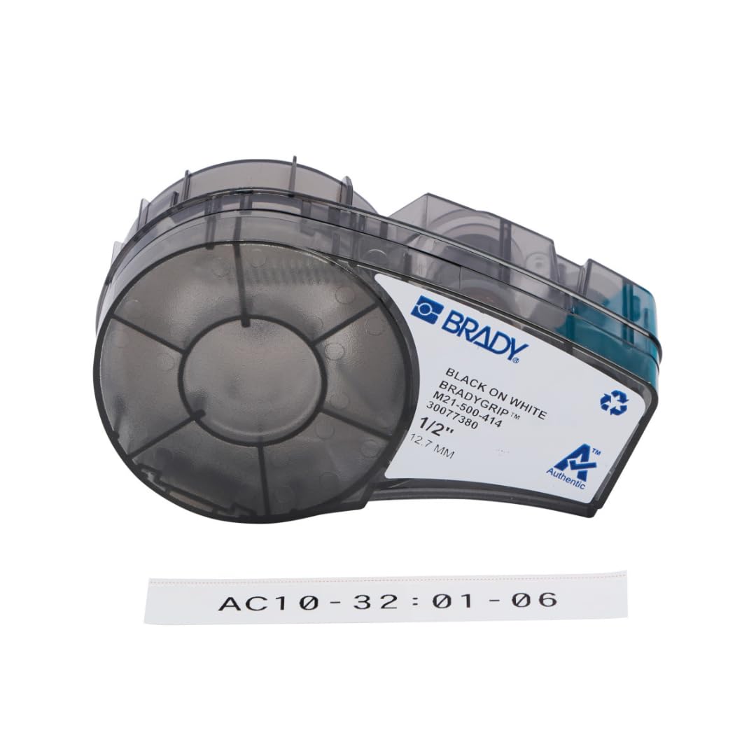 Brady Print-on Hook Material BradyGrip™ for M210 & M211 Printers – Reusable Polyester Labels for Wire and Cable Labelling – Black on White (19.05 mm x 6.40 m) – M21-500-414
