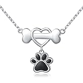 DAOCHONG 925 Sterling Silver Cute Paw Print Pendant Necklace for Women