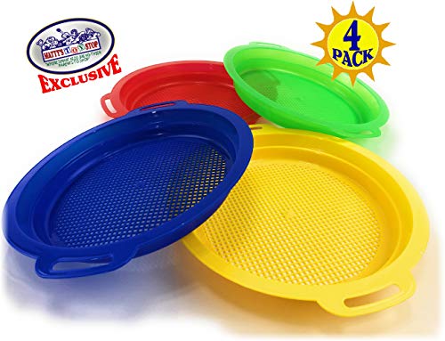 image for Matty's Toy Stop Sand Sifter Sieves for Sand & Beach (Red, Blue, Yello