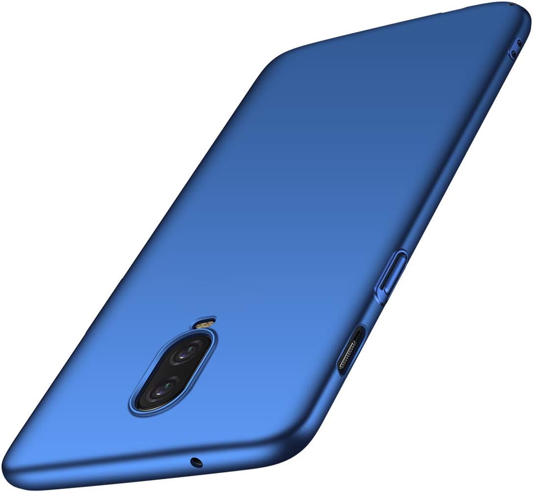 for OnePlus 6T Case, ACMBO [Silky Smooth Series] Ultra Thin Slim Fit [Anti-Drop] Shockproof Hard Plastic Phone Cases Cover Compatible for OnePlus 6T (1+6T) 6.41 Inch, Smooth Blue
