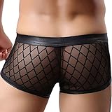 FEESHOW Men's Sheer Mesh Boxers Briefs Shorts Underwear Trunks Underpants