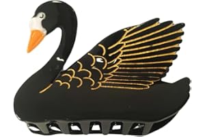 OMG DECOR Black Swan Hair Clips,Cellulose Acetate Hair Clips,Small Claw Clips for Girl,Hair Accessories,Black