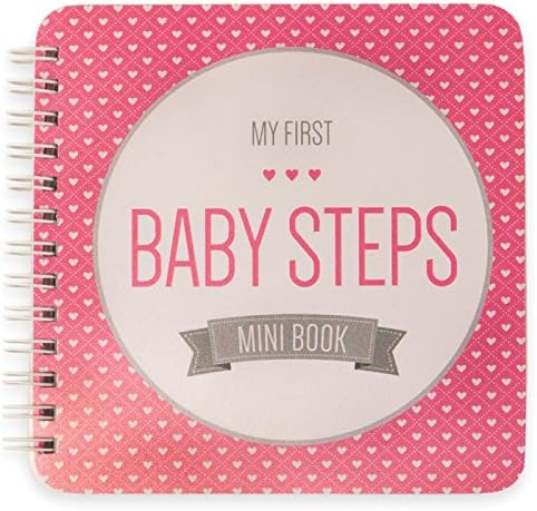 NEW! Baby First Year Memory Mini Book. Pretty in Pink "Modernista"(TM), Poly Cover Hand Made. Intimate, travel size memory keeper record book and journal for Boy or Girl. 5x5" - Best Shower Gift!