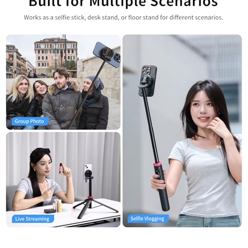 ULANZI 61'' Magnetic Selfie Stick Phone Tripod with Wireless Remote, Extendable Cell Phone Tripod Stand, Compatible with MagSafe, Cellphone Tripod for iPhone 15 14 13 12 Series and Android Phones