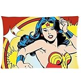 ARTSWOW 50% Polyester?50% Cotton Wonder Woman Pillowcase with Zipper Rectangle Pillow Case Cover Standard Size Two Sides 20X26