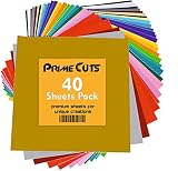 Permanent Adhesive Backed Vinyl Sheets by PrimeCuts USA - 40 Vinyl Sheets 12" x 12" - 40 Assorted Color Sheets for Cricut, Silhouette Cameo, and Other Craft Cutters