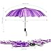Plemo Automatic Umbrellas, Windproof Purple Daisy Design Compact Folding Umbrellas with Anti-Slip Rubberized Grip, for Business and Travels or Summer Gifts