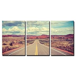 Vintage Stylized Desert Road Travel Concept x3 Panels