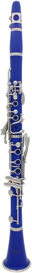 LADE Clarinet ABS 17 Key bB Flat Soprano Binocular Clarinet with Cleaning Cloth Gloves 10 Reeds Screwdriver Reed Case Woodwind Instrument (Blue)