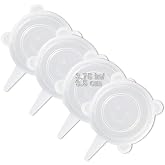 LELE LIFE 4 Pack Same Size Silicone Stretch Lids, Thicker Reusable Sturdy Silicone Container Cover, Expandable Food Storage Covers, Dishwasher and Freezer Safe, 3.75in(9.5cm)