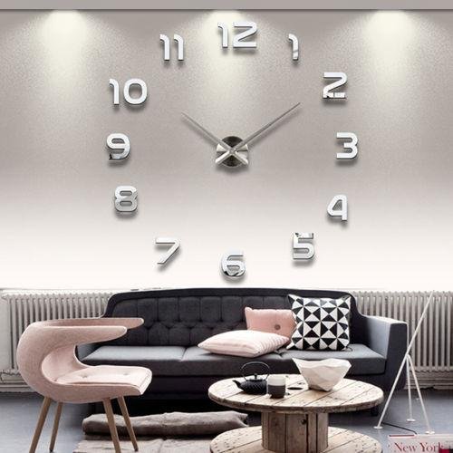 Soledi Large 3D Mirror Effect Stickers Decal Frameless Number Figure DIY Wall Clock Living Bed Room Home Decoration Decor