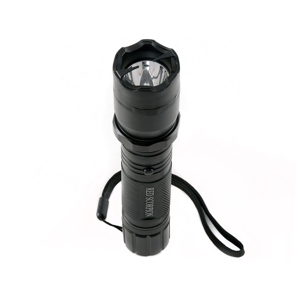 Red Scorpion Metal Stun Gun 1101-1000 Million Volts LED Tactical Rechargeable Flashlight (Black)