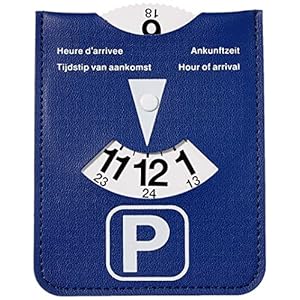 Parkeerschijf Kangaro in blauwe kunstlederen behouder, K-0035D220, 13×10.5×0.2