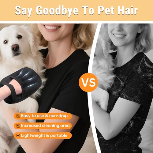 TORVEN Pet Hair Remover Glove - Brush Glove for Dogs and Cats, Antistatic and Reusable, Removes Hair from Sofa, Clothes, Cars and Carpets (1)