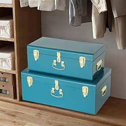 Vixdonos Decorative Large Metal Box Storage Trunk
