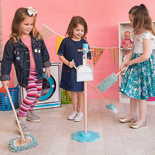Adora Play Musical Cleaning Set with Broom, Duster, Dustpan, Small Broom/Brush, Sweeper, Two Removable Microfiber Accessories and Stand, Birthday Gift for Ages 3+ - Thumbnail 4
