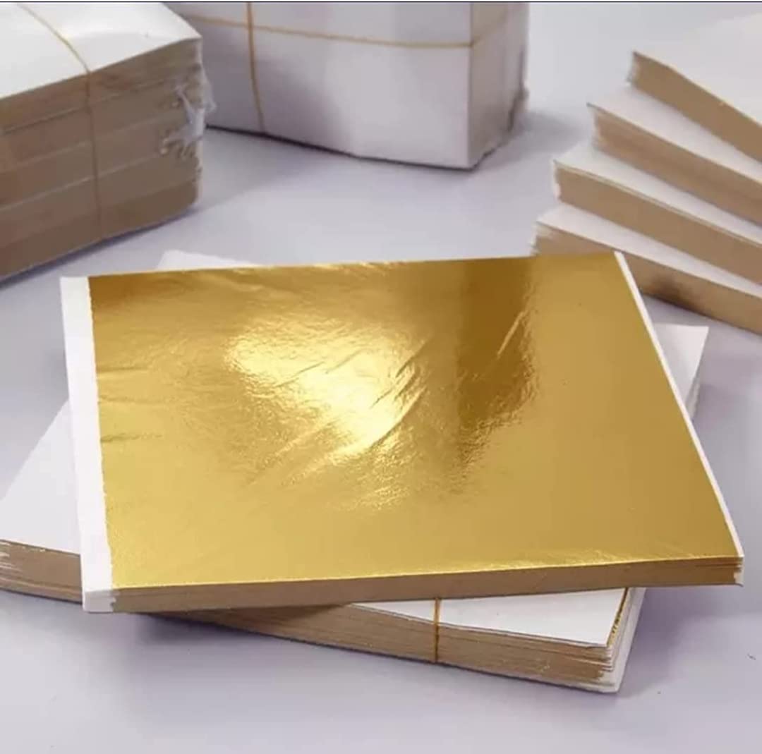 Sgls gold leaf foils 6×6 size (100 gold foils sheets) premium quality for tanjore painting mysore painting etc