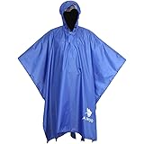 Anyoo Waterproof Rain Poncho Lightweight Reusable Hiking Hooded Coat Jacket for Outdoor Activities