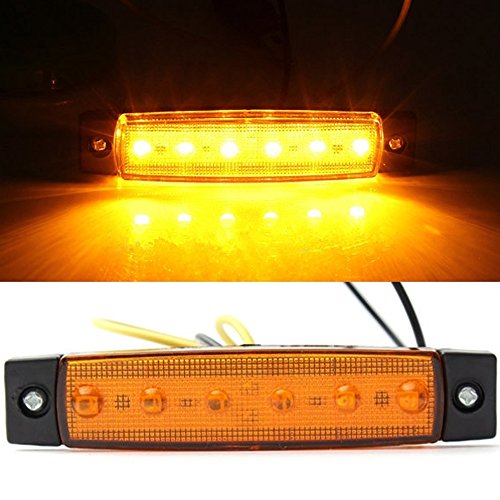 New 5 Color 12V 6 LED Bus Truck Trailer Lorry Side Marker Indicator Light Sidelamp (yellow)