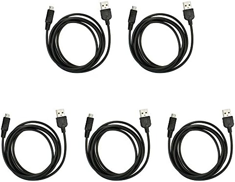5 Pack Fenzer Black USB Data Sync Charge Cable for HTC EVO 3D Shift V 4G LTE Freestyle G2 Google HD2 HD7 HD7S