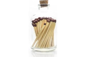 River Birch Decorative Matches in a Bottle with Striker - Cute & Colored Matches - 1 Bottle, Mocha Tip, 60 Matches
