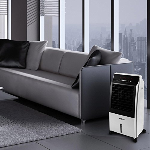 Enfriador de aire 4 en 1 móvil (65W potencia, 400m³/h flujo, purificador, Ionizador, humidificador...