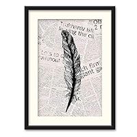 Old Newspaper Wall Art Black Framed Canvas Prints Home Decoration for Bedroom,Livingroom Ready to Hang - 23x31 inches