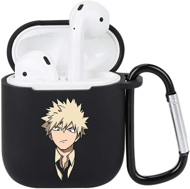 Zhenzhiao My Hero Academia Airpods Case Silicone Case Cover Compatible with Airpods 1/2,Protective Cover Skin with Carabiner