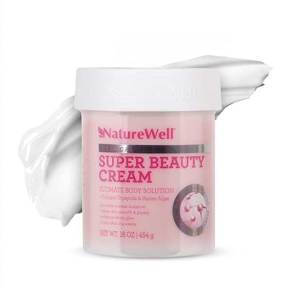 NATURE WELL CLINICAL SUPER BEAUTY ANTI-AGING CREAM FOR FACE, BODY, & HANDS, ULTIMATE BEAUTY SOLUTION FEATURING COLLAGEN TRIPEPTIDE & MARINE ALGAE, SMOOTHING & PLUMPING, 16 OZ