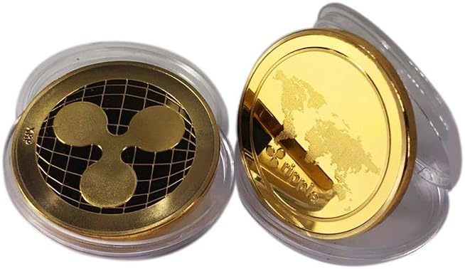 Limited Edition 24K Gold Plated Collectable Ripple XRP Bitcoin Crypto Currency 2 Pack Coin