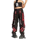 Women Y2k Pants Goth Punk Emo Baggy Bell Bottom Jeans Y2k Wide Leg Harajuku Grunge Pants Hip Hop Clothes