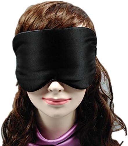 CINDIE 100% Pure And Natural Silk Eye Mask,Adjustable Soft Sleeping Mask Blindfold For Men And Women ,Super Smooth ,Relax Or Travel Must Have! (Black)